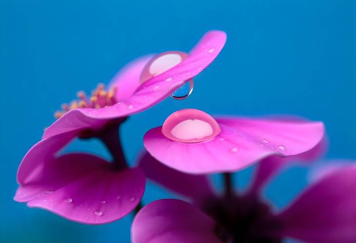 Pink Petal Charm Water Droplet on Flower